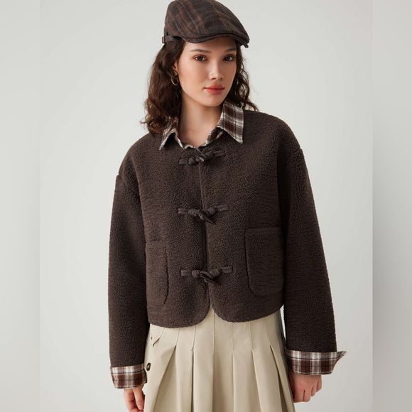 Fleece solid pocket duffle jacket - Picture 3 of 4